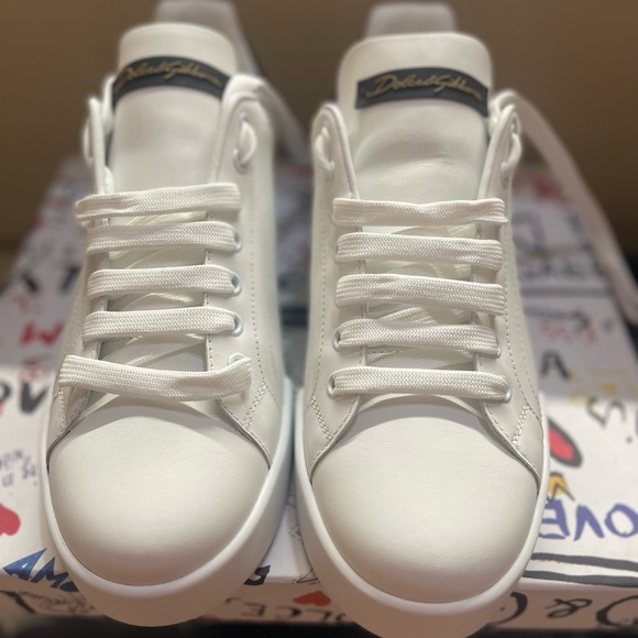 - Dolce and Gabbana white leather Portofino sneakers - Picture 1 of 11